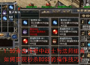1.85�ϻ�������սʿ�뷨ʦ������ʵ����ɱBOSS�Ĳ������ɣ�